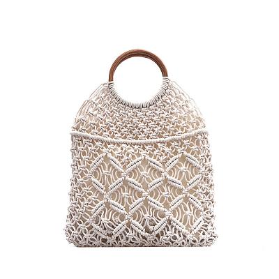 China New Fasion Handwoven Women's Bag Hollowed Out Netted Handbag Crochet Knitting Tote Bag For Women for sale