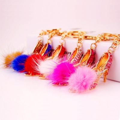 China Wholesale Women Zinc Alloy Girl Metal Rhinestone Promition Promotion High Heel 3d Key Chain Crystal Shoes Key Chain for sale