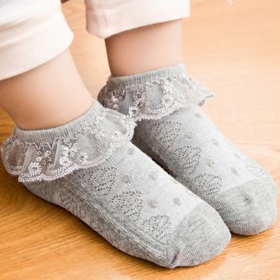 China New Summer Antibacterial Baby Lace Up Breathable Princess Cotton Socks White Mesh Socks Children Pink Yellow Cute Socks for sale