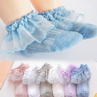 China New Arrivals Antibacterial Children Girl 0-10 Years Old Big Lace Princess Short Socks Cotton Socks Children To Lace Socks for sale