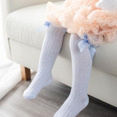 China Summer Fashion Princess Socks White Pink Lace Baby Girl Anti-Bacterial Non-Slip Knee High Net Bowknot Socks Beige Yellow Socks for sale