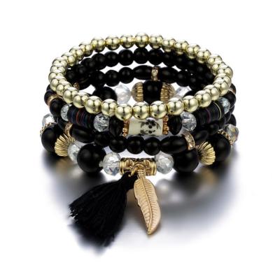 China 2021 BOHEMIA Factory Hot Selling Women's Acrylic Bracelet Glass Beaded Bracelet for sale