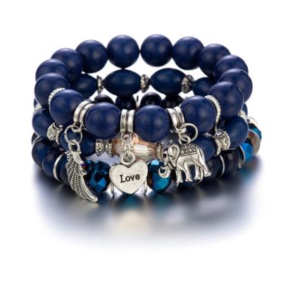 China New BOHEMIA bracelet simple Bohemian beaded elephant wings love LOVE pattern round ball bracelet for sale