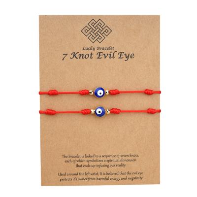 China New Creative Hot Selling Adjustable Ethnic Evil Eye String BOHEMIA Demon Lucky Red Eye Bangle Bracelet With Map for sale