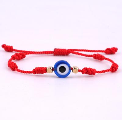 China BOHEMIA Factory Directly Supply Red Rope Bracelet 7 Knots Lucky Evil Eye Bohemian Bracelet for sale