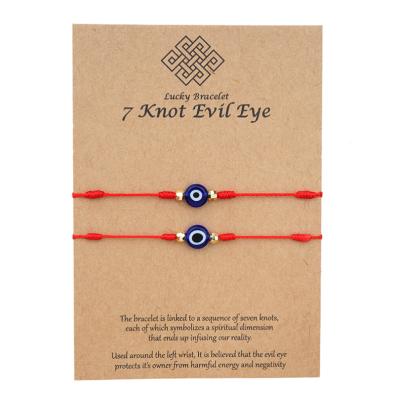 China BOHEMIA Factory Directly Supply 7 Knot Lucky Red Evil Eye String Woven Bracelet for sale