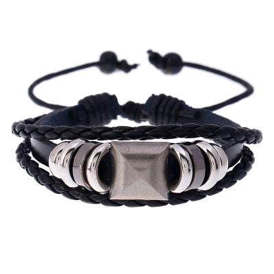 China Fashion environmental friendly wholesale trend boutique simple leather men's style punk bracelet for sale