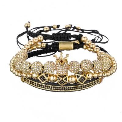 China FASHIONABLE High Grade Products Metal Beads King Crown Geometric Alloy Bracelet Set Jewelry for sale