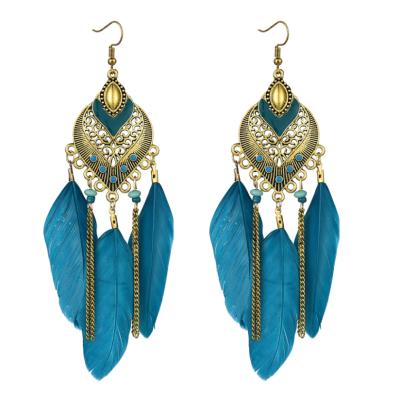 China New Atmospheric BOHEMIA Drop-shaped Earrings, Exaggerated Feather Earrings, Border Bohemian Ethnic Earrings Wholesale for sale