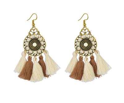 China BOHEMIA Explosion Border Earrings European And American Ethnic Tassel Earrings Retro Style Female Handmade Disc Earrings Long for sale