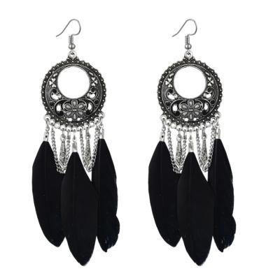 China New Retro BOHEMIA Earrings Cut Out Feather Earrings Jewelry Fashion Ethnic Exaggerated Earrings Wholesale for sale