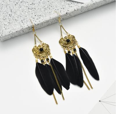 China European and American BOHEMIA personality feather Bohemian earrings fashion ladies temperament earrings for sale