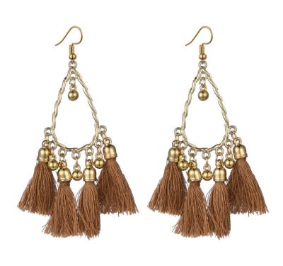 China High quality new arrivals wholesale women's fashion feather tassel long earrings for sale