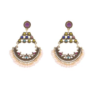 China Newest BOHEMIA Design High Quality Women Round Earrings Gem Beaded Earrings for sale