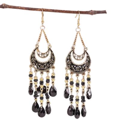 China Hot Selling Wholesale BOHEMIA Fringe Earrings Tassel Earrings Gemstone Stud Earrings for sale