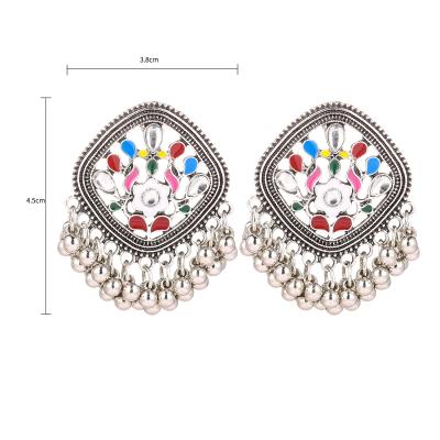 China BOHEMIA Fashion Simple Silver Plated Earrings Charm Tassel Pendant Indian Jhumka Earrings Jewelry Set Wholesale for sale