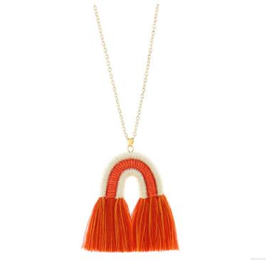 China Korean version of new product of BOHEMIA women's CIA sweater necklace gold simple U-shaped rainbow chain tassel long pendant fashion for sale