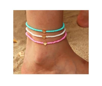 China FASHIONABLE High Quality Hot Selling Heart Beads Women's Anklet Chain Anklets for sale