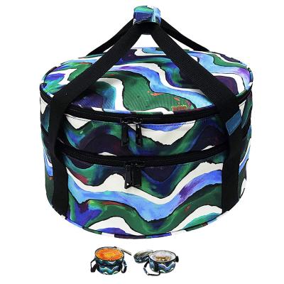 China Waterproof Insulated Outdoor Round Pizza Bag Double Deck Lunch Cooler Picnic Cooler Bags Insulated Picnic Lunch Bag for sale