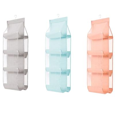 China Customized 3 Layers Foldable Sundries Storage Bag Pouch For Hanging Handbag For Wardrobe Closet VF20422 for sale