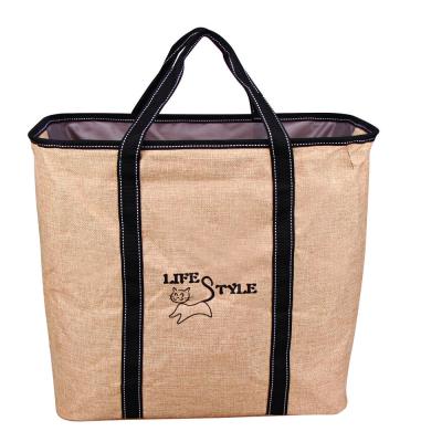 China Minimalist Customize Jute Polyester Cheap Large Laundry Bag Laundry Hamper for sale