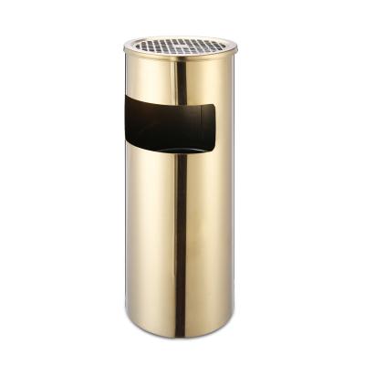 China Sustainable Stainless Steel Trash Bin With Ashtray Bin For Hotel Lobby Garbage Bin for sale