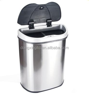 China Stainless Steel Automatic Kitchen Sensor Sustainable Recycling Large Double Trash Bin for sale