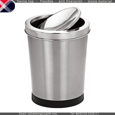 China Sustainable Swing Top Push Lid Stainless Steel Waste Bin for sale