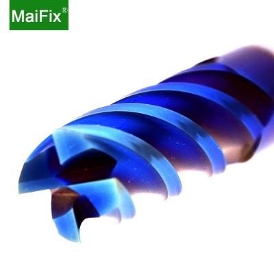 Cina Maifix Milling Machines Cutting HRC65 4 Flute 4mm 5mm 6mm 8mm 12mm Rough Machining Carbide Lathe Nano Coated Head Milling Cutter Taper End Mill in vendita