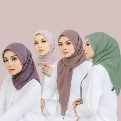 China 110*110cm Chiffon Headscarf Muslim Chiffon Veil Hijab Fine Malay Square Bawal Hijab Tudung Bawal Chiffon Hijab for sale