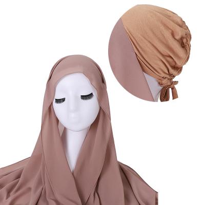 China Muslim Soft Chiffon Chiffon Hijab Instant With Inner Chiffon Stretch Tank Top Cap Hijabs With Undercap Chiffon Instant Hijab for sale