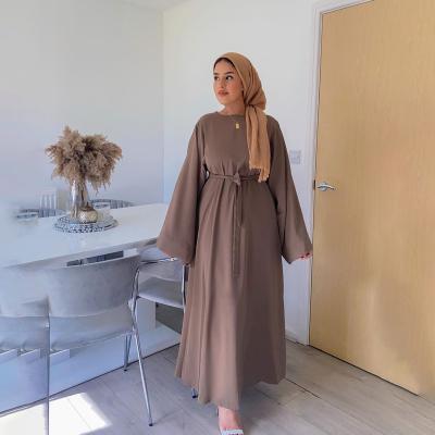 China Latest Jilbab Dubai Polyester Designs Simple Color Long Muslim Turkish Arab Women Islamic Dresses Pray Abaya Simple Fabric for sale