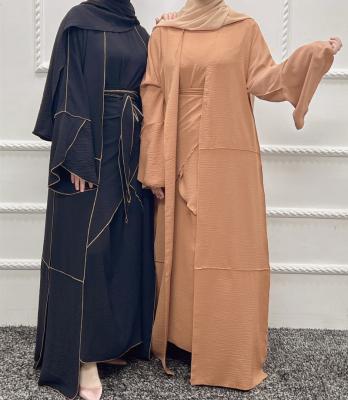 China Abaya Polyester Modest Wear 3 Set Muslim Dress Modesty Open With Inner Muslim Dress 3 Islamic Clothing Set 3 Set for sale