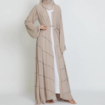 China Ramadan Kimono Abaya Modest Dress Wholesale Islamic Clothing Nida Diamond Dubai Abaya Women Muslim Polyester Abaya for sale