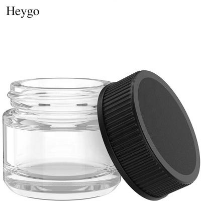 China Smooth Clear Jar 3ml 5ml 7ml Custom Sticker Clear Square Frosted Glass Jar Food Grade Container Child Resistant Glass Bottle for sale