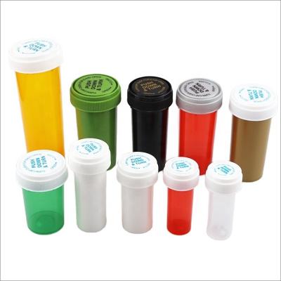 China Child Resistant Tube Maker Plastic Bottle Custom Pill Vials With Pulling Down Turn Lid for sale