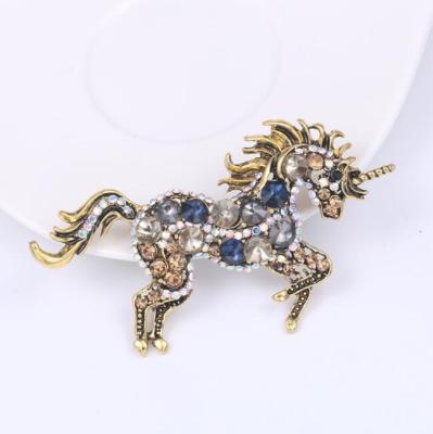 China ALLOY 2022011704 Crystal Unicorn Brooch Pin for sale