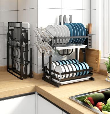 China New Viable Style 2-Tier 3 Tier Foldable Dish Rack Kitchen Bowl And Dish Organizer Shelf Folding Dish Drying Rack Rack for sale