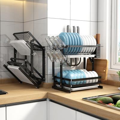 China Sustainable Dish Drying Rack For Kitchen Countertop Dish Drainer With Removable Dish Rack Utensil Holder for sale