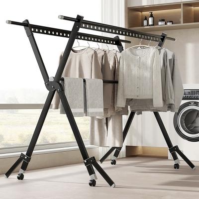 China Daily Life Clothes Drying Rack Universal Outdoor Balcony 3 Tier Wing Vertical Clothes Dry Rack Metal Retractable Laundry Hanger Drying Rack for sale