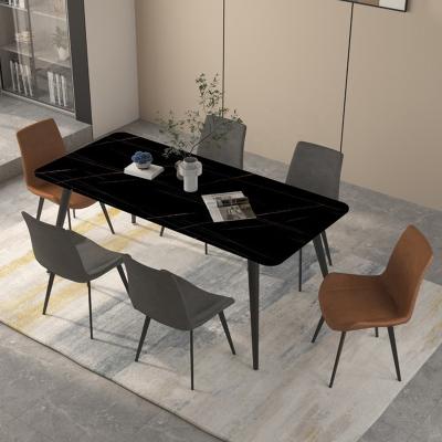 China Convertible steel furniture factory price dining table kitchen simple marble dining table and chairs for sale