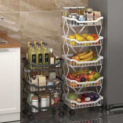 China Multi-Layer Bathroom Floor-standing And Movable Kitchen Basket Storage Vegetable Rack For Fruits And Vegetables With Multiple Function for sale