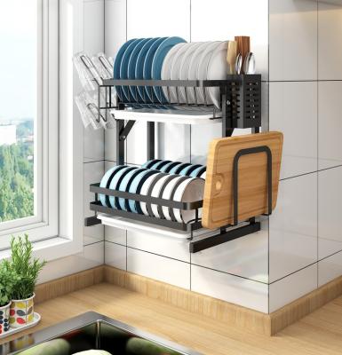 China Durable Rust-Resistant Coating Dish Racks For Kitchen Countertop Dish Drainers Rack With Removable Utensil Rack for sale