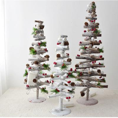 China Christmas Decoration LED Lights Wooden Christmas Tree Decorated Ornaments for sale