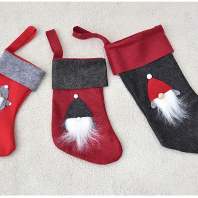 China Old Christmas Snowflake Beard Wool Felt Christmas Ornament Christmas Dangle Socks Gift Bag for sale