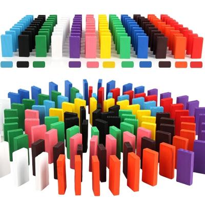 China Children's Learing Toys Wooden Children's Toy Domino Building Blocks For Educational Colorful Dominoes Games Reaction Toys for sale