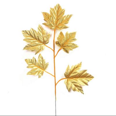 China Europe Factory Hot Sale Home Decoration Artificial Fabric Golden Maple Leaf for sale