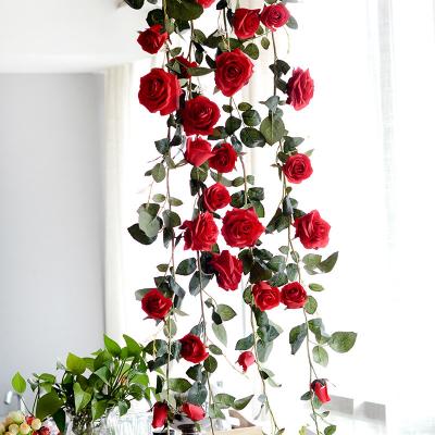 China Home decoration wedding decoration artificial flower wall rose flower vine to decorate the wall for sale