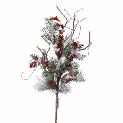 China Home Decoration Spring Christmas Artificial Plastic Tree Natural Floral Picks with Pine Needle and Pine Cone Branches for sale