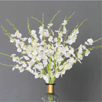 China Europe 2019 High Quality Fake Real Touch Silk White Dancing Orchid Flower Artificial Dancing Plants With Flowerpot for sale